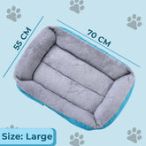 Kuber Industries Dog & Cat Bed|Super Soft Plush Top Pet Bed|Oxford Cloth Polyester Filling|Machine Washable Dog Bed|Rectangular Cat Bed with Rise-Edge Pillow|QY036B-L|Sky Blue (Pack of 5)